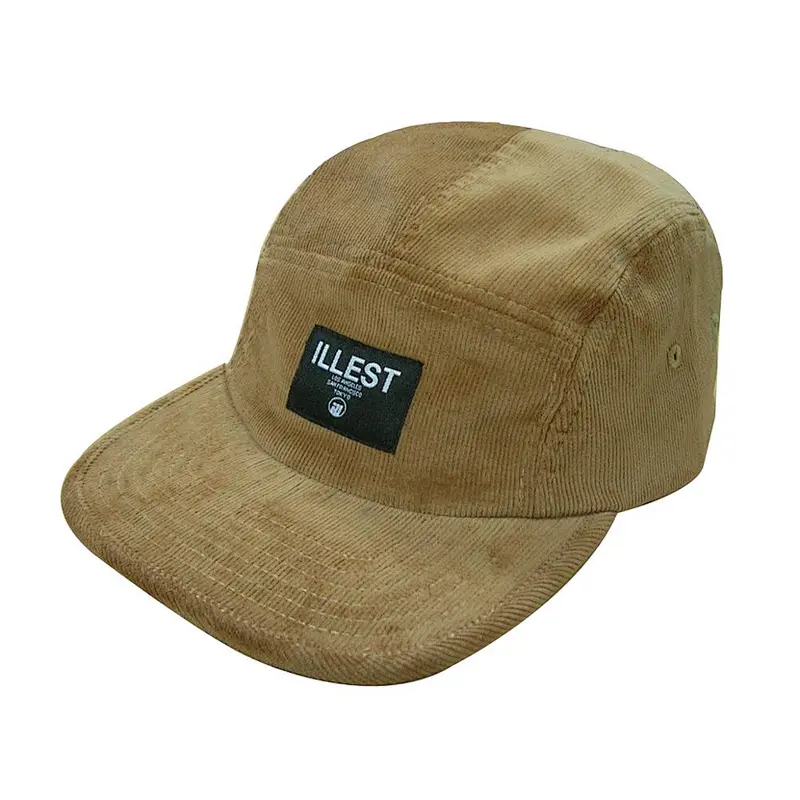 custom high quality flat brim 5 panel camp caps and hats in china