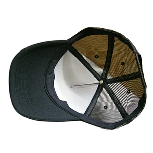 black color nylon mesh hat with small customized logo