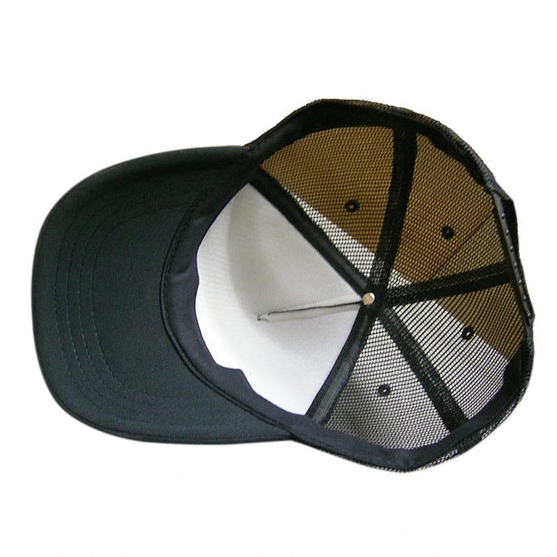 black color nylon mesh hat with small customized logo