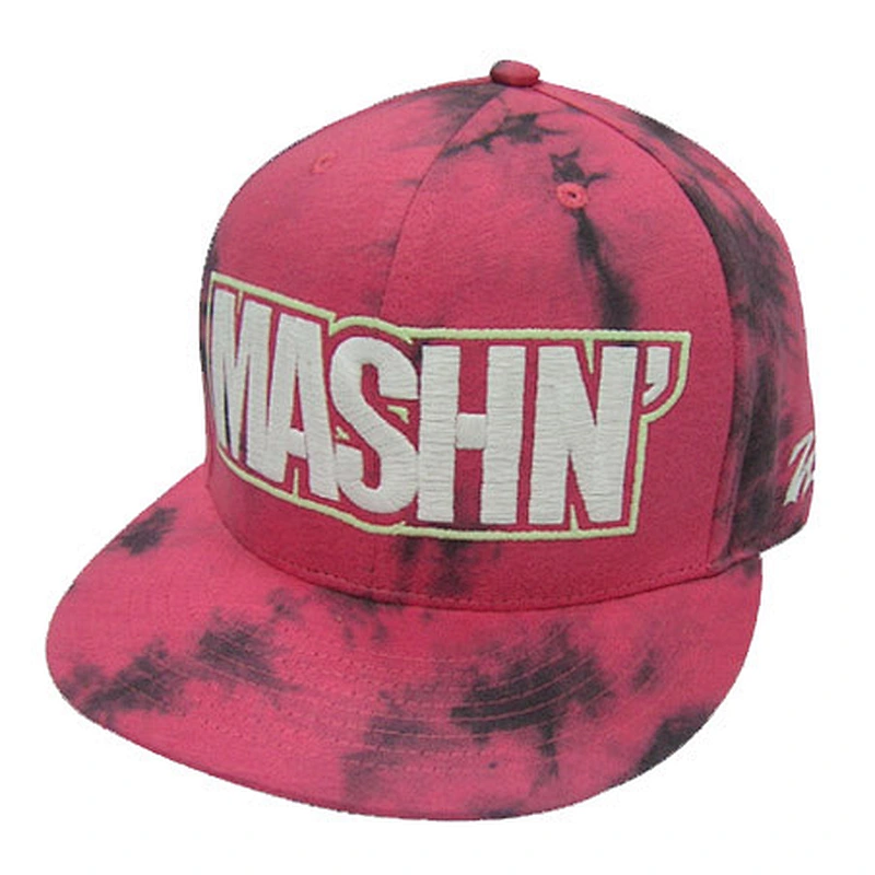 6 panel cotton twill flat brim baseball hat with printing and embroidery