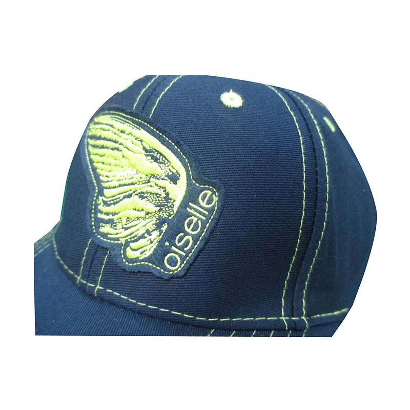 navy baseball cap with embroidery patch on front