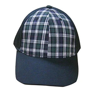 Custom classic 6 panels high quality cotton checked fabric sports caps and hats with self fabric strap metal buckle adjuster