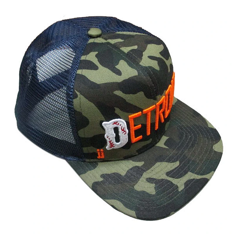 nylon camo 3D embroidery custom trucker mesh snapback cap