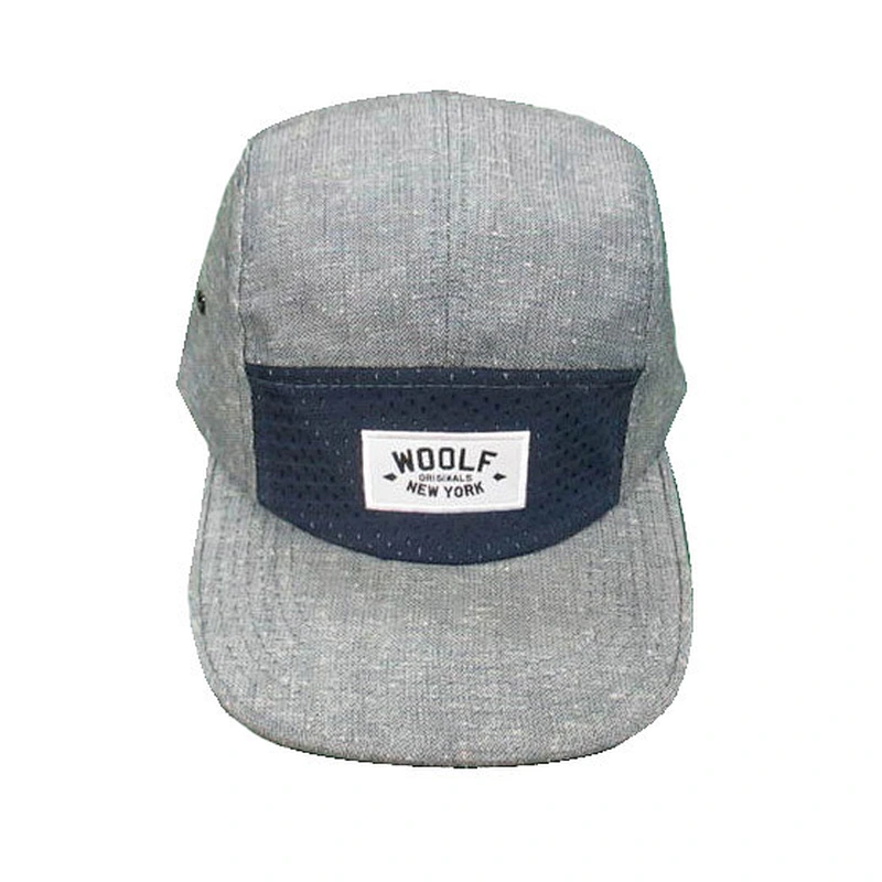 5 panel hat with soft mesh on front