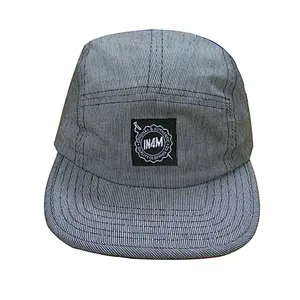 5-panel camp with strip flat brim