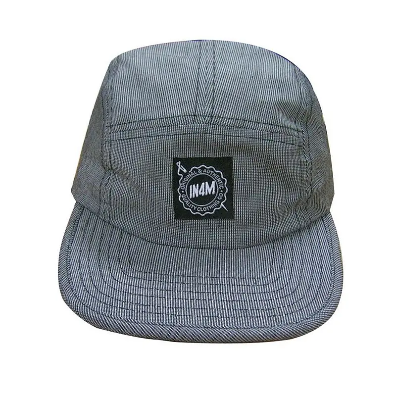 5-panel camp with strip flat brim