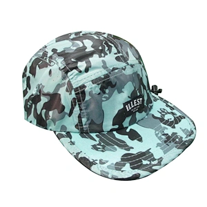 custom blank 5 panel camp hat with woven patch
