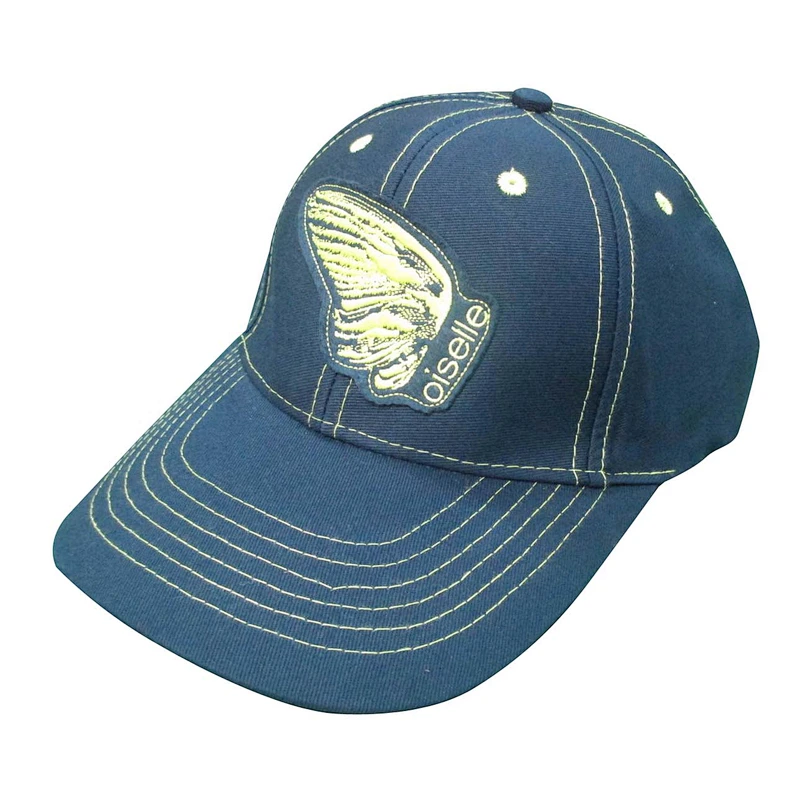 navy baseball cap with embroidery patch on front