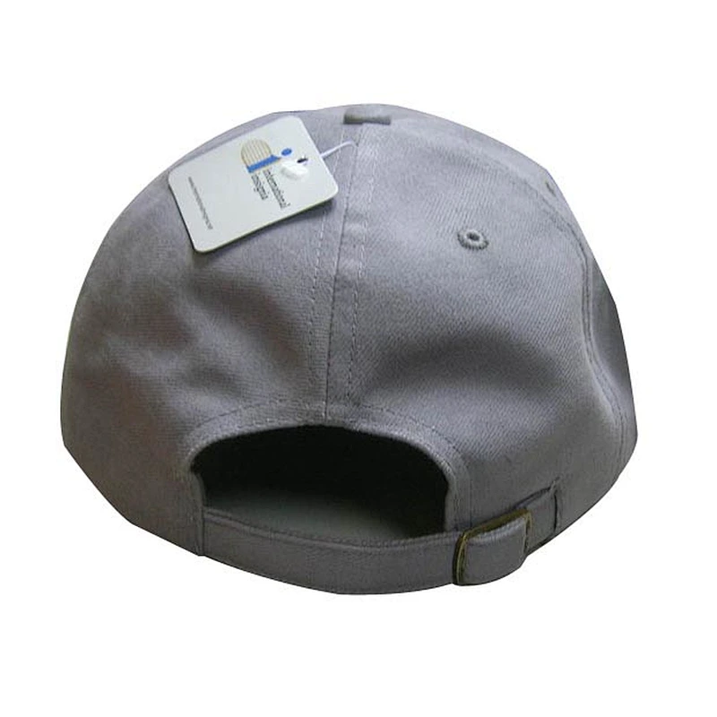 grey color sports cap with embroidery on front and ball marker on visor
