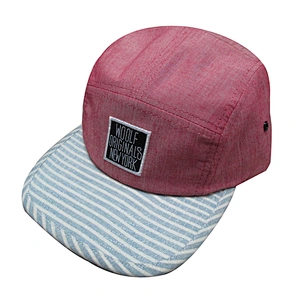 5-panel camp with strip flat brim