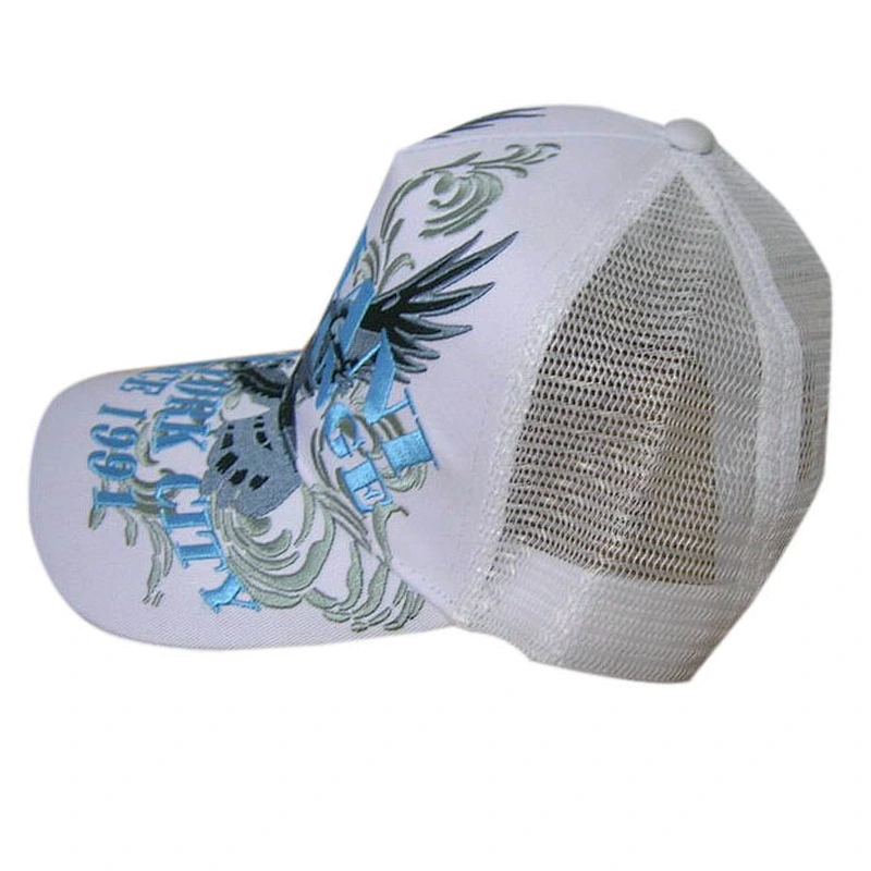 Fashion 6 panel  cotton twill snapback trucker mesh hats witn embroidery