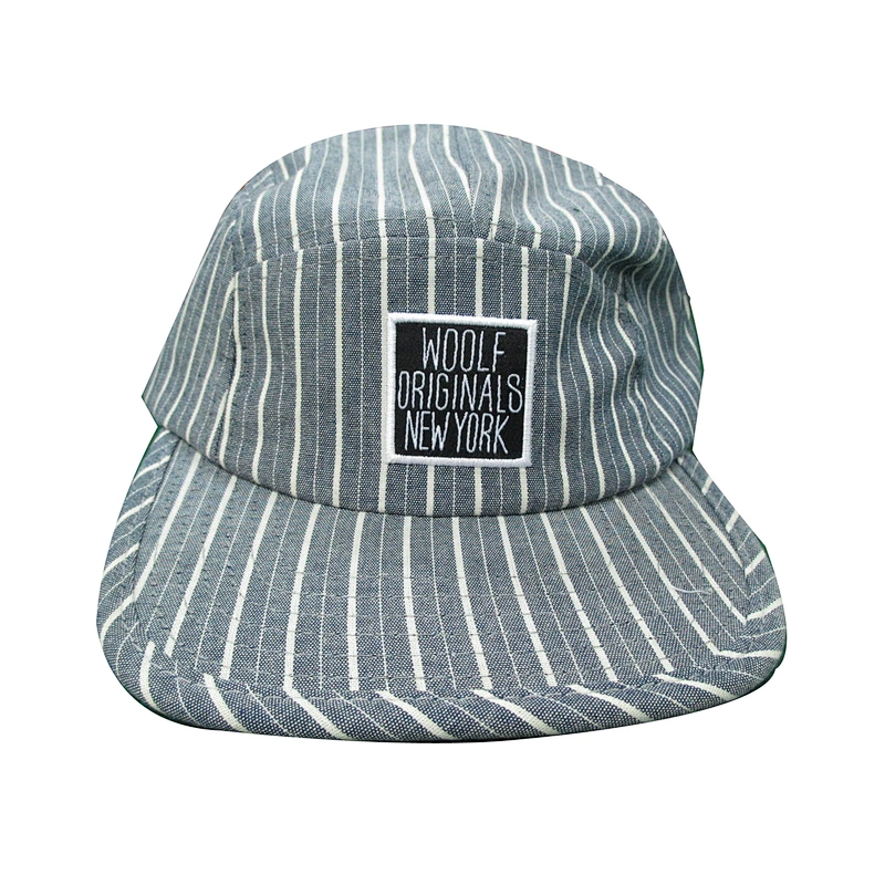 5 panel stripe fabric camp hat