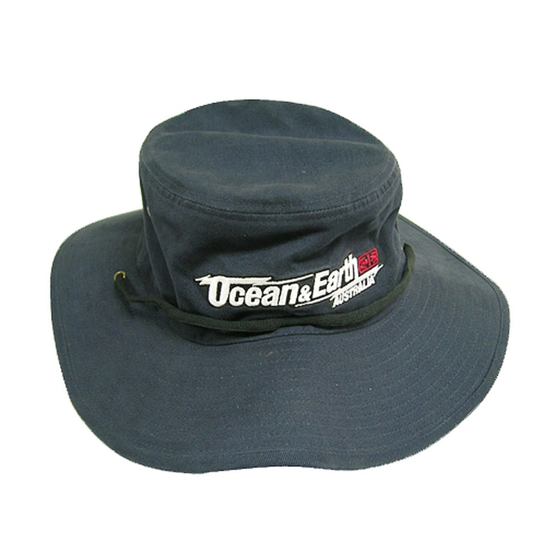 Wholesale 100% cotton customized logo black fisherman bucket hat