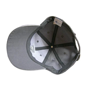 grey color sports cap with embroidery on front and ball marker on visor