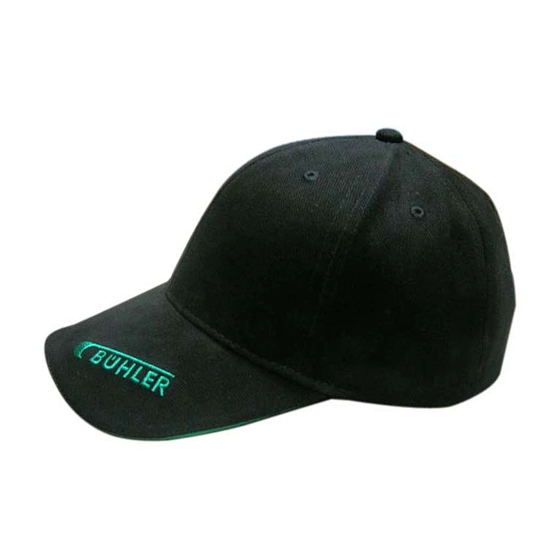 6 panel heavy brushed cotton sports cap with flat embroidery
