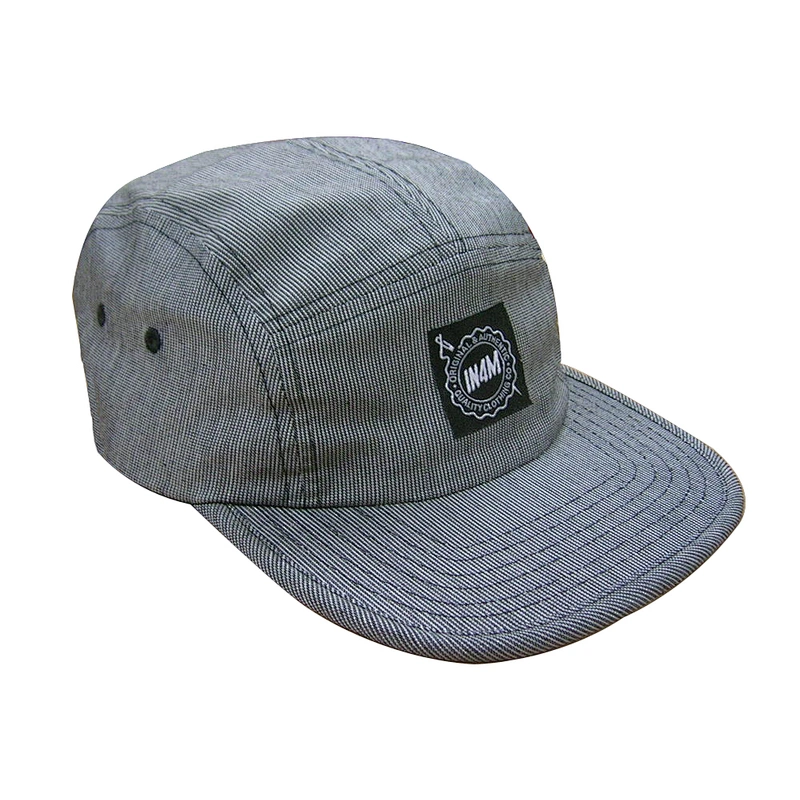 5-panel camp with strip flat brim
