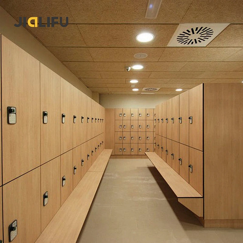 Digital print hpl swimming pool locker with bench