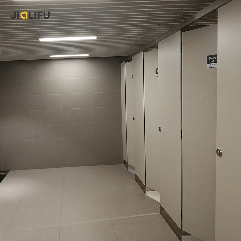 Custom image public hpl toilet partition system