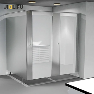 Ladies pink glass material toilet partition