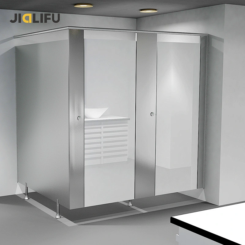 Ladies pink glass material toilet partition