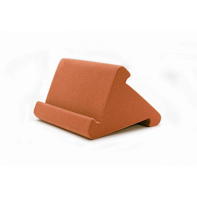 Triangle Flocked mobile phone Pillow Holder Stand Orange Stylish sponge Wedge Pillow Angled Cushion for PC Tablet mobile phone