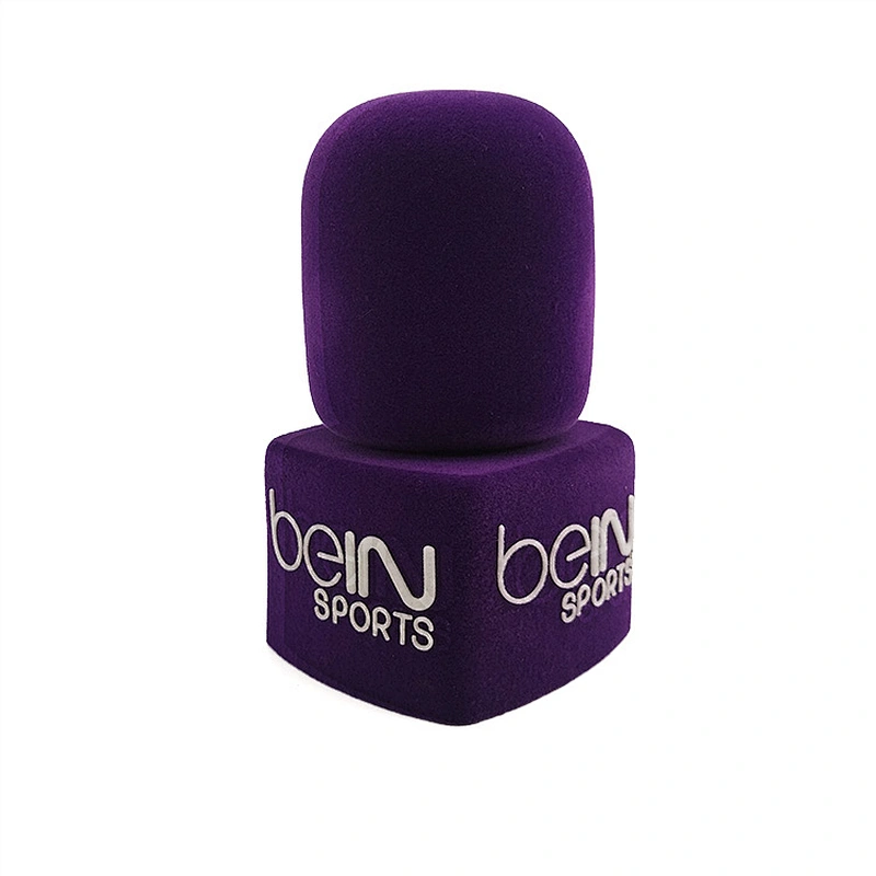Print logo microphones sponge printing covers purple mic foam cover custom sponge microphone foam windscreen for microphone