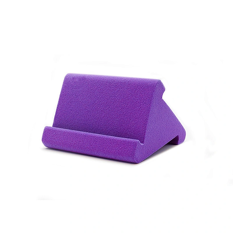 Triangle Flocked mobile phone Pillow Holder Stand Purple Stylish sponge Wedge Pillow Angled Cushion for PC Tablet mobile phone