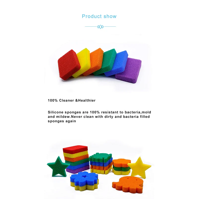 Silicone Sponge - Modern Antimicrobial  Mildew and Bacteria Resistant Kitchen Cleaning Dish Washing Silicone Sponges Scrubber