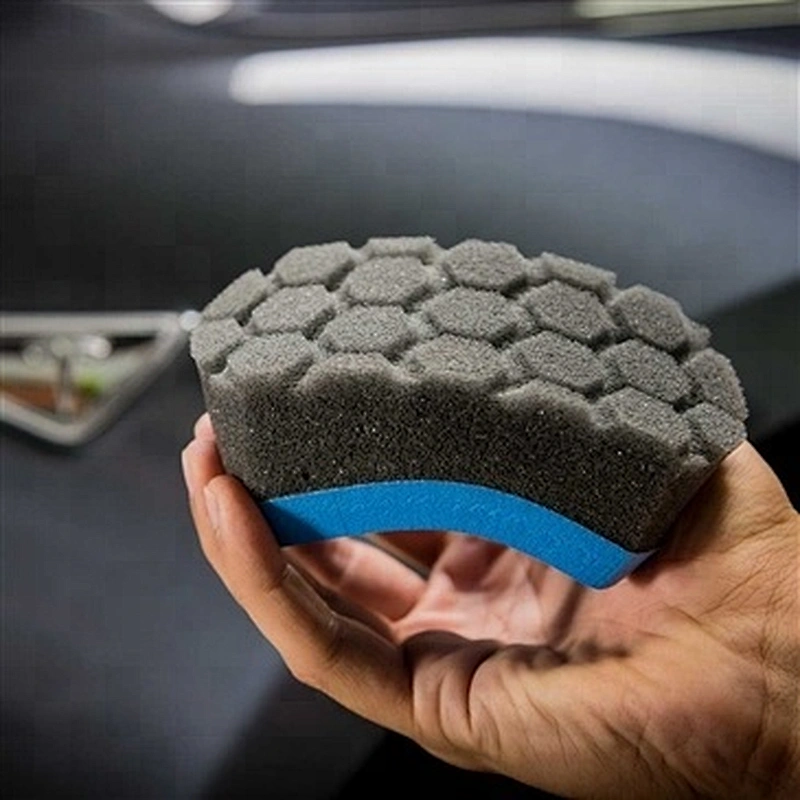 China Car Care Accessories Easy Grip Blue and Black Ultra Soft Hex-Logic Wax Tire Cleaning Dressing Applicator Pad