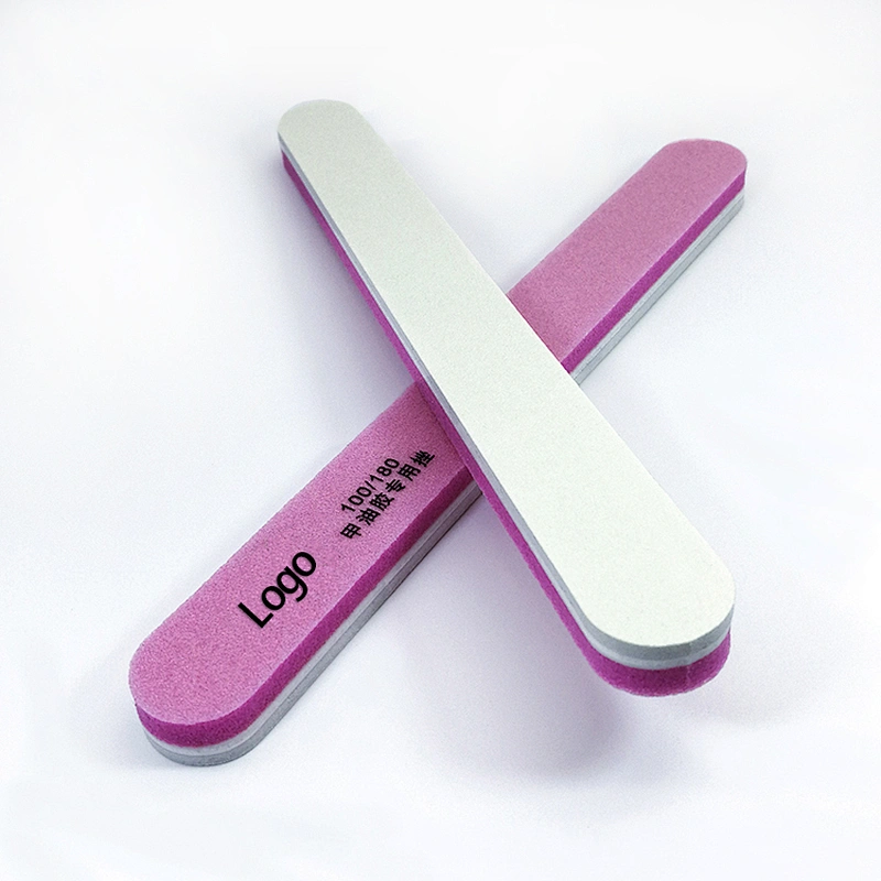 Custom Logo Emery Board Double Side 80/80 Manicure Sanding Sandpaper pink abrasive Nail File