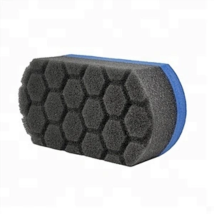 China Car Care Accessories Easy Grip Blue and Black Ultra Soft Hex-Logic Wax Tire Cleaning Dressing Applicator Pad