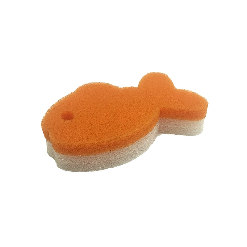 wholesale custom child foam coral bath sponge yellow Fish Shape Baby Bath Sponge for kids