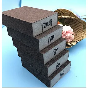 China Supplies Hand Polishing Tools 60 80 100 120 Grit  Abrasive Sanding Sponge Block for Wood Plastic Stainless Steel Drywall