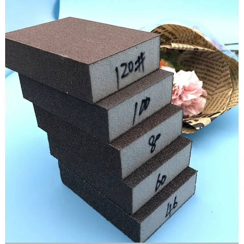China Supplies Hand Polishing Tools 60 80 100 120 Grit  Abrasive Sanding Sponge Block for Wood Plastic Stainless Steel Drywall