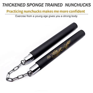 Dragon EVA Sponge Nunchakus with Stainless Steel Chain Martial Arts Weapons Kungfu Nunchucks