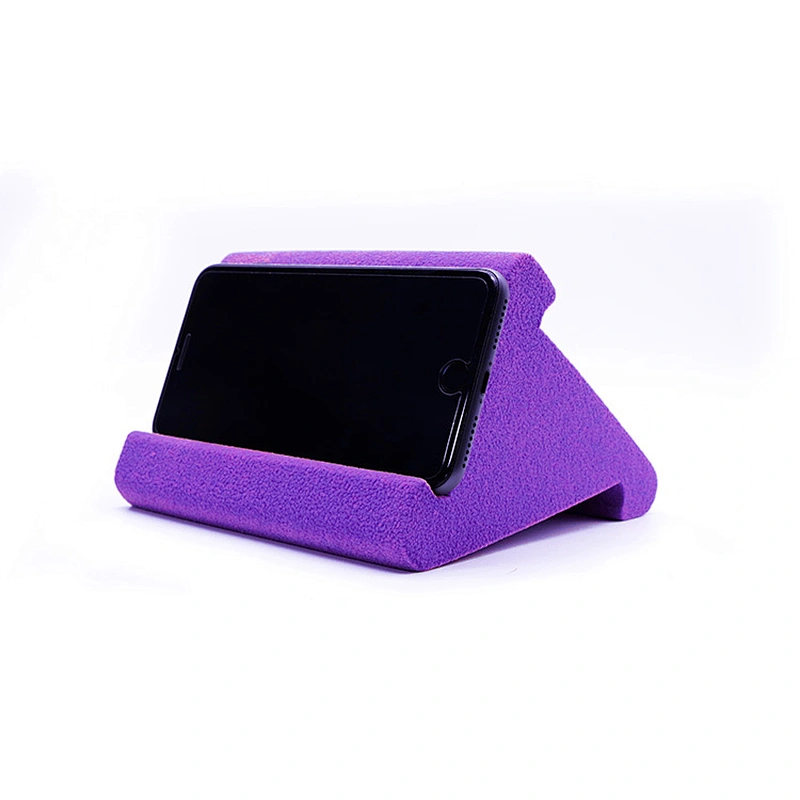 Triangle Flocked mobile phone Pillow Holder Stand Orange Stylish sponge Wedge Pillow Angled Cushion for PC Tablet mobile phone