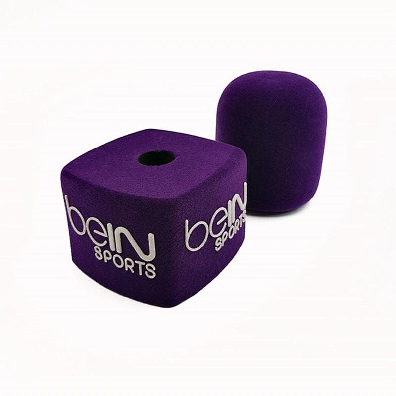 Print logo microphones sponge printing covers purple mic foam cover custom sponge microphone foam windscreen for microphone