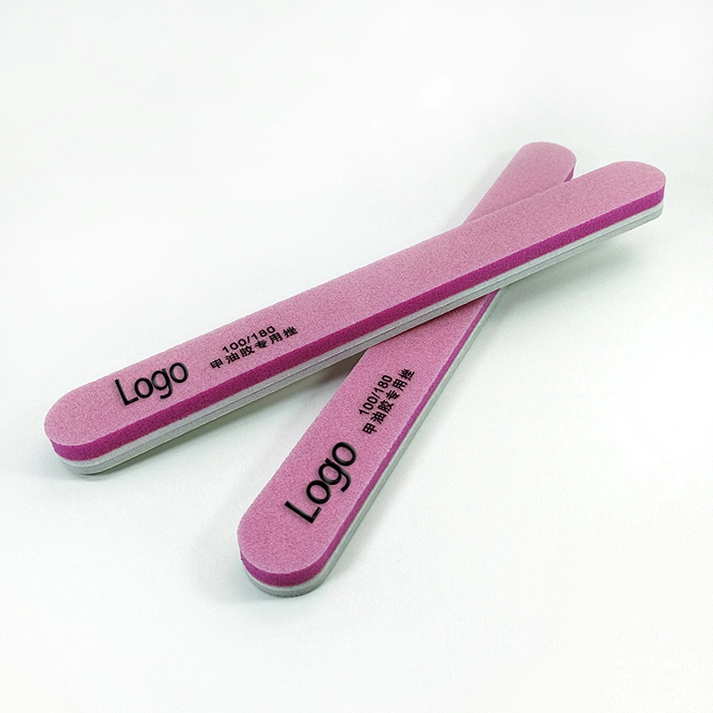 Custom Logo Emery Board Double Side 80/80 Manicure Sanding Sandpaper pink abrasive Nail File