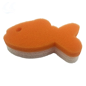 wholesale custom child foam coral bath sponge yellow Fish Shape Baby Bath Sponge for kids