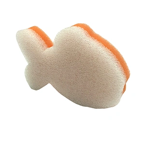 wholesale custom child foam coral bath sponge yellow Fish Shape Baby Bath Sponge for kids