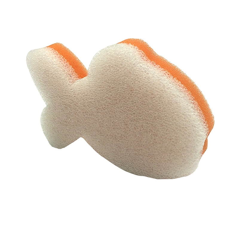 wholesale custom child foam coral bath sponge yellow Fish Shape Baby Bath Sponge for kids