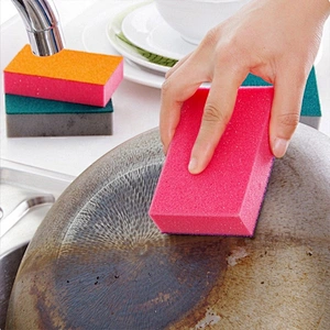 China Manufactory Bulk Multi-Color One side Sanding Abrasive Magic Kitchen Cleaning Sponge Block, Stainless Steel Pan Scourer