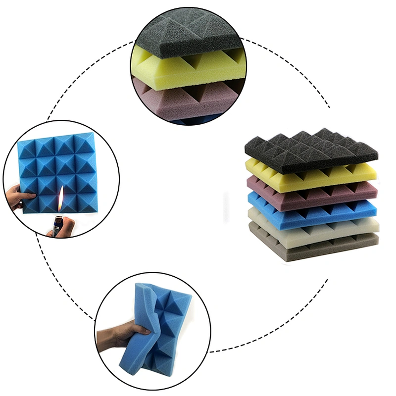 wholesale fire retardant soundproofing tiles high density music recording studio foam pyramid soundproof acoustic foam panels