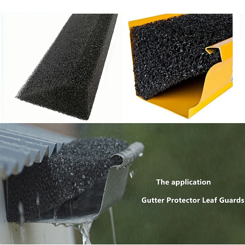 Roof leaf gutter guard wedge protection foam silicone reticulated reticulation rain gutter filter protector sponge