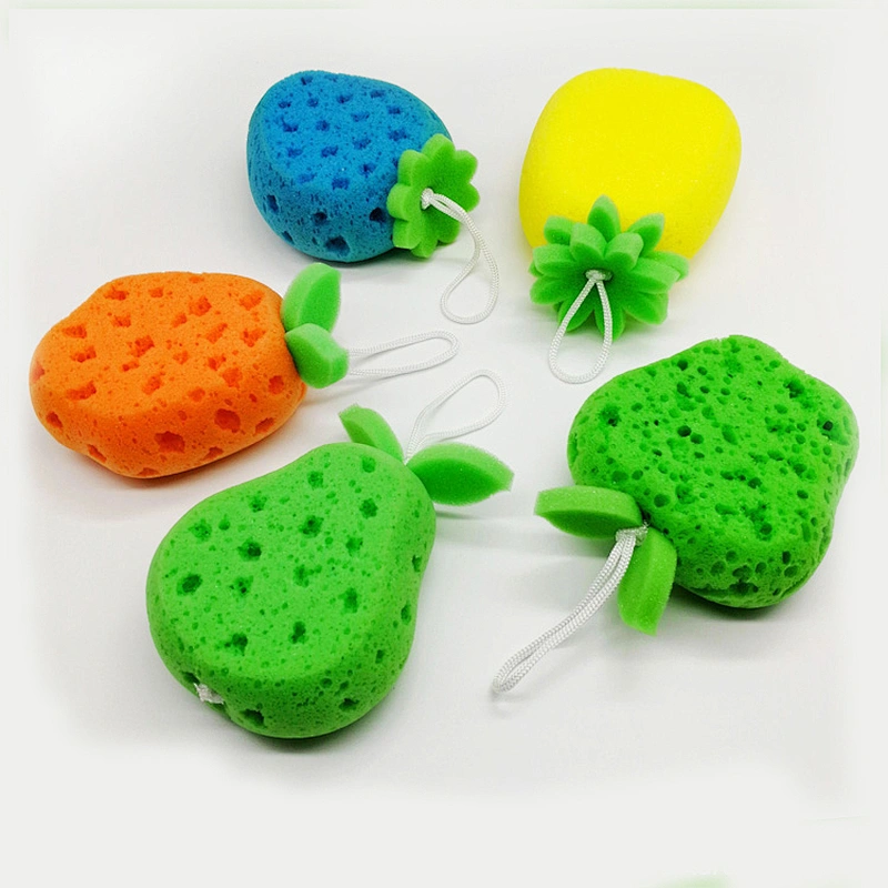 wholesale custom child foam coral bath sponge baby character bath sponge Fruit Shaped pineapple Bath Foam Sponge for kids