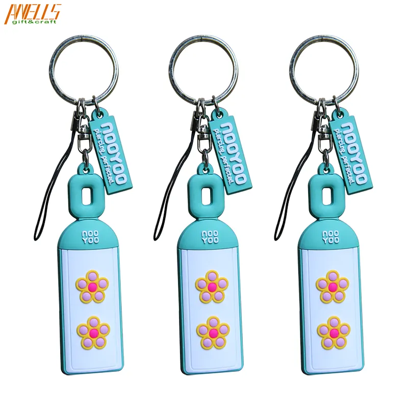 Wholesale Custom 2D PVC Rubber Keychain Zip puller Rubber Keychain