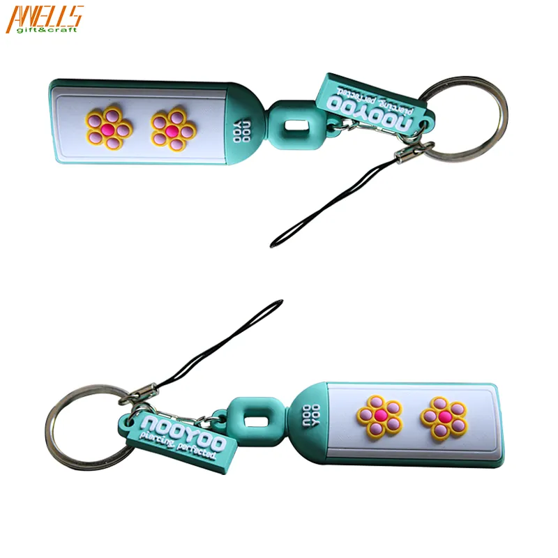 Wholesale Custom 2D PVC Rubber Keychain Zip puller Rubber Keychain