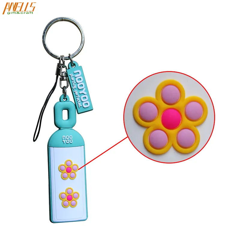 Wholesale Custom 2D PVC Rubber Keychain Zip puller Rubber Keychain
