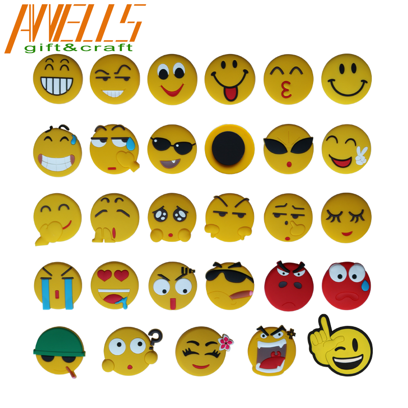 Emoji PVC Refrigerator Magnet Funny Yellow Smile Face Magnet Cute Kitchen Office Locker Magnet Emoji Decorations