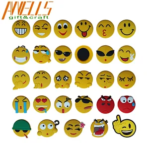 Emoji PVC Refrigerator Magnet Funny Yellow Smile Face Magnet Cute Kitchen Office Locker Magnet Emoji Decorations